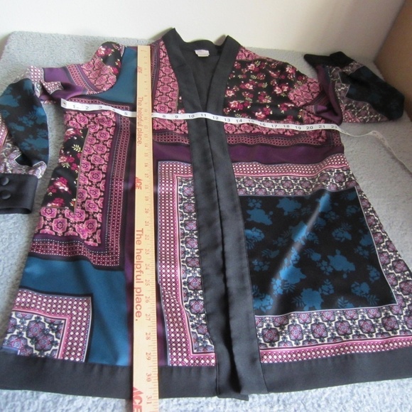 Chico's Soft Patchwork Jacket women's size 2(12-14) open front poncho comfort - Picture 12 of 16